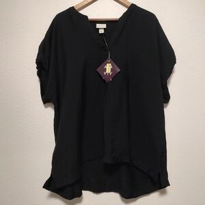 Ava & Viv Black V-Neck Sleeveless Top Size 1X